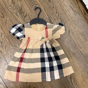 Burberry Beige and Black Plaid Kids Dress